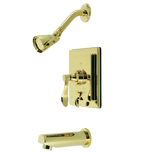 Tub and Shower Faucet, Polished Brass, Wall Mount